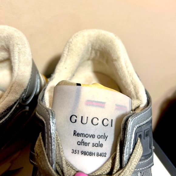 Gucci Ultrapace Metallic Leather, Suede, and fabric sneakers. - Picture 6 of 7